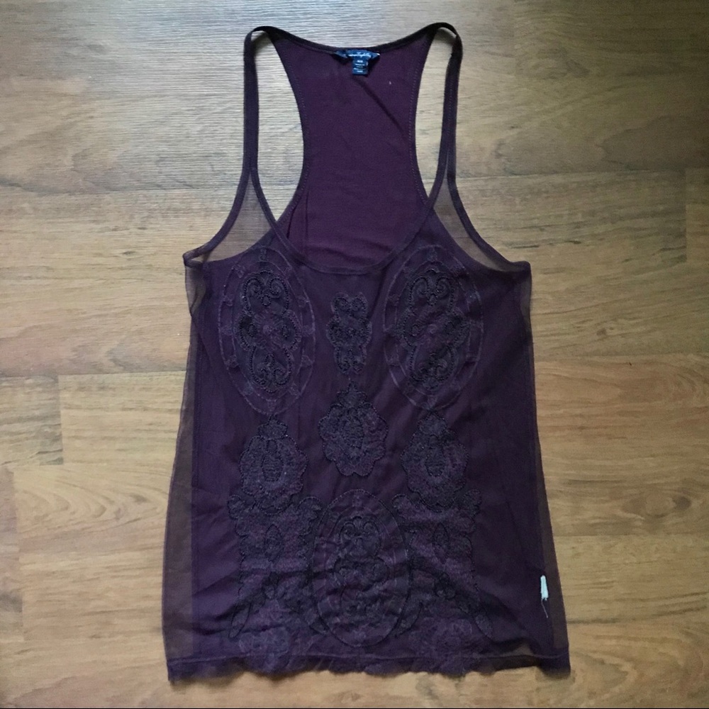 American Eagle Sheer Beaded Tank Top